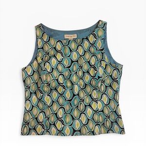 Amanda Smith Teal Geometric Print Sleeveless Tank